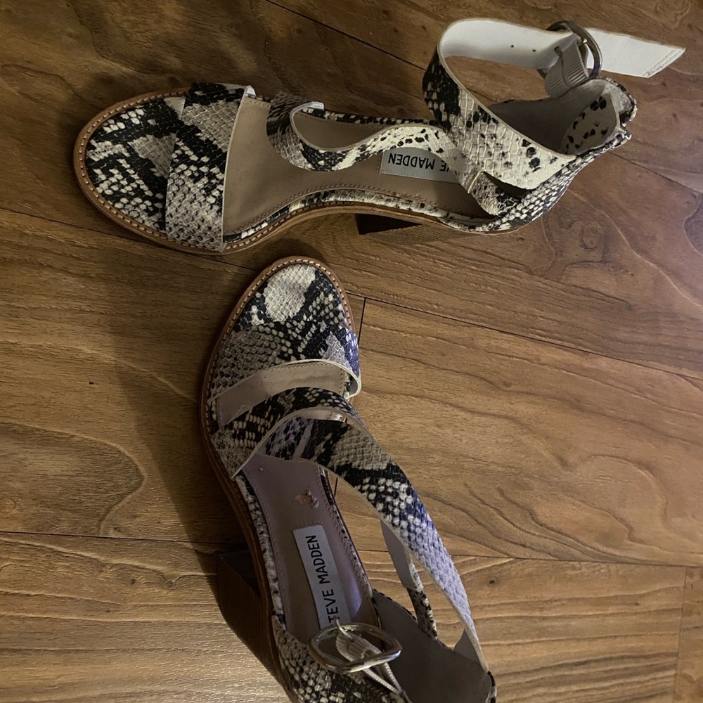 Steve Madden Black and White Snakeskin Heels